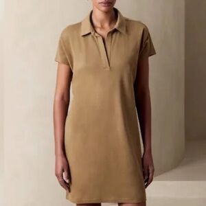 Banana Republic EUC Johnny Collar Jersey knit cotton  dress. Tan. SizeM